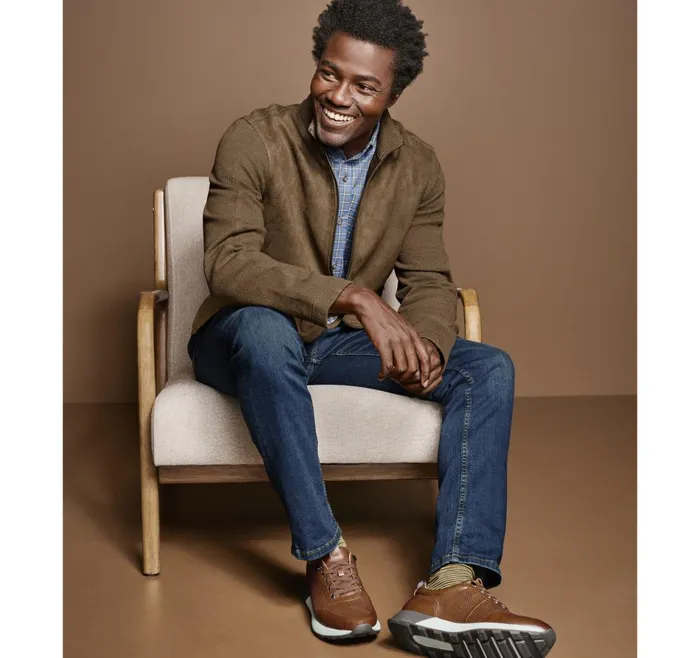 Men FauxSuede FullZip Camel JohnstonandMurphy Sweaters and Knits Men FauxSuede FullZip Camel JohnstonandMurphy Sweaters and Knits