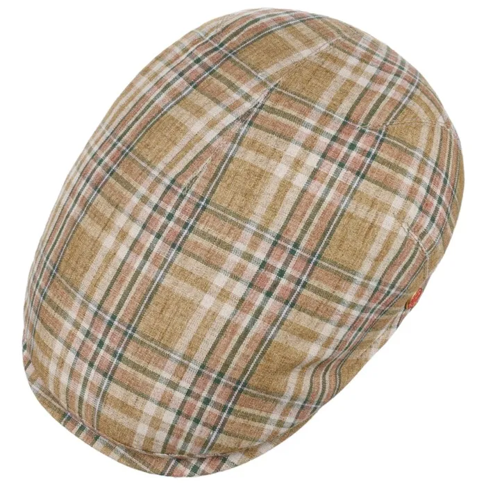 Men Flat Caps Mayser Sidney Check Linen Flat Cap Green Men Flat Caps Mayser Sidney Check Linen Flat Cap Green