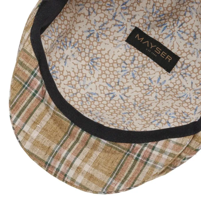Men Flat Caps Mayser Sidney Check Linen Flat Cap Green Men Flat Caps Mayser Sidney Check Linen Flat Cap Green