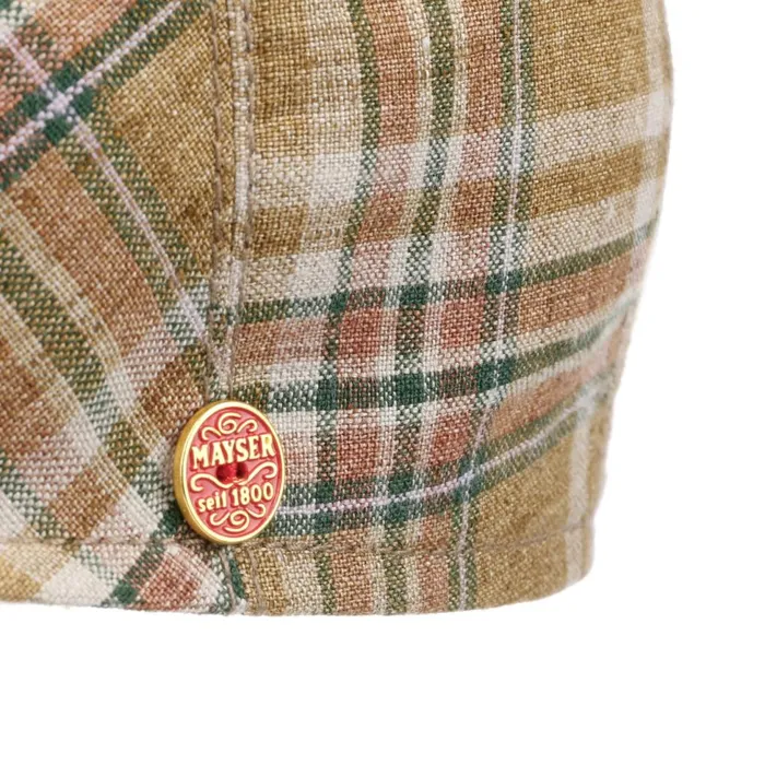Men Flat Caps Mayser Sidney Check Linen Flat Cap Green Men Flat Caps Mayser Sidney Check Linen Flat Cap Green
