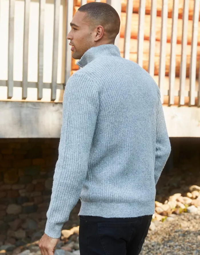 Men Grey Marl Knitted Quarter Zip Jumper Threadbare Jumpers Men Grey Marl Knitted Quarter Zip Jumper Threadbare Jumpers