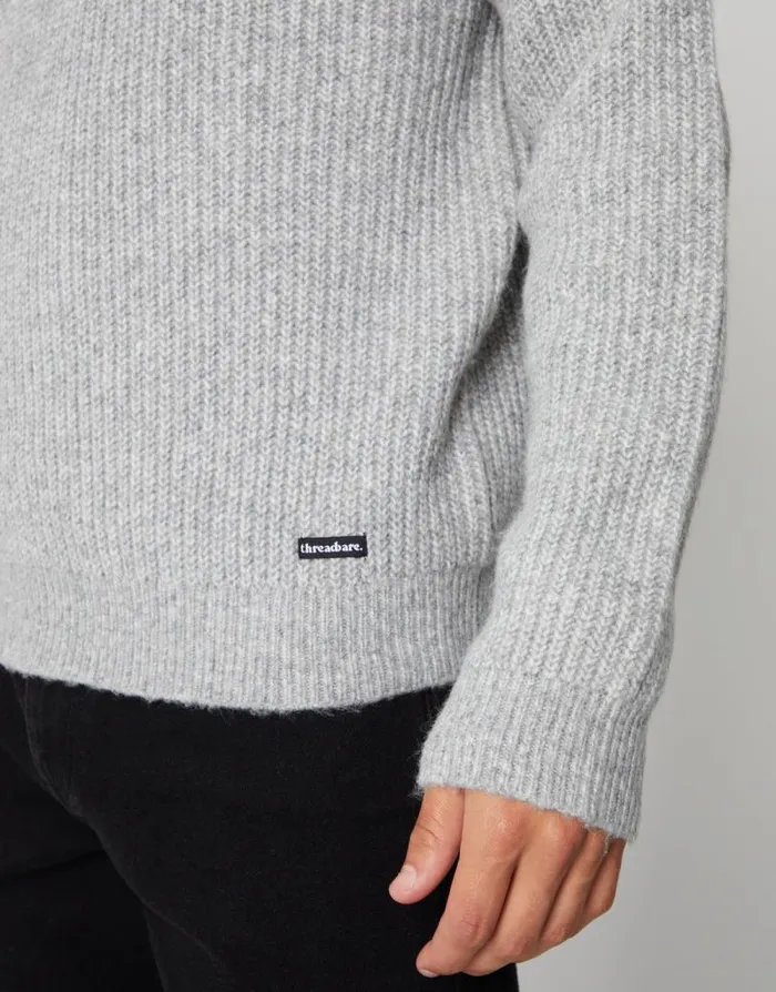 Men Grey Marl Knitted Quarter Zip Jumper Threadbare Jumpers Men Grey Marl Knitted Quarter Zip Jumper Threadbare Jumpers
