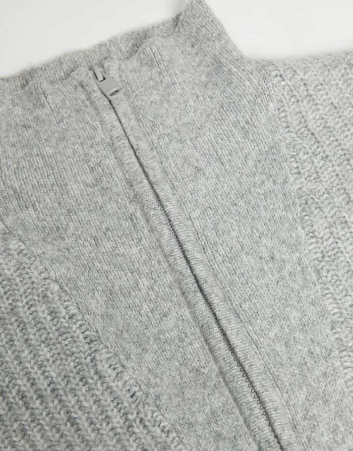 Men Grey Marl Knitted Quarter Zip Jumper Threadbare Jumpers Men Grey Marl Knitted Quarter Zip Jumper Threadbare Jumpers