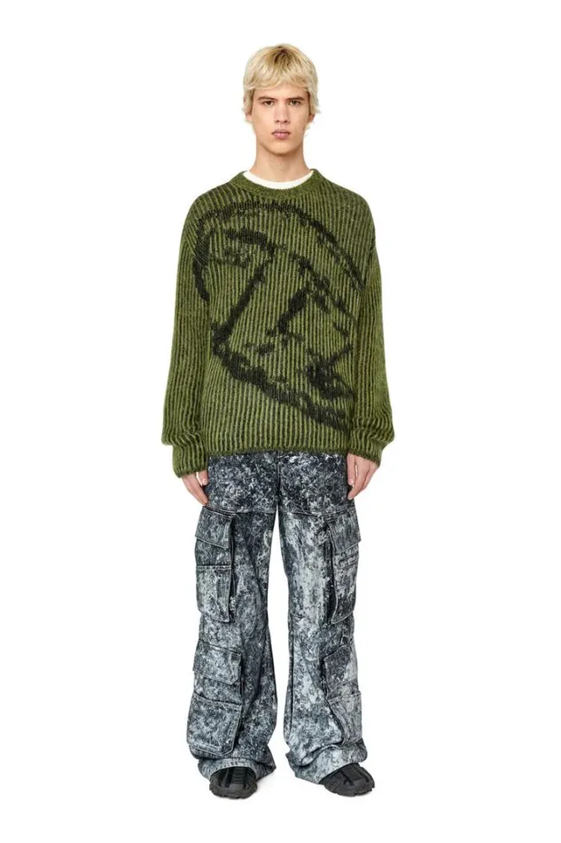 Men KEdro Military Green Diesel Knitwear