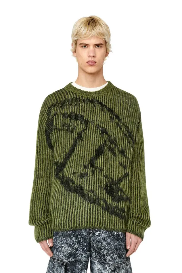Men KEdro Military Green Diesel Knitwear Men KEdro Military Green Diesel Knitwear
