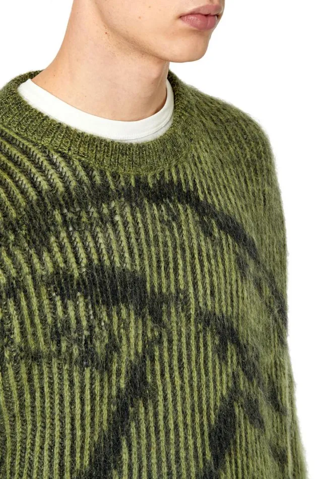 Men KEdro Military Green Diesel Knitwear Men KEdro Military Green Diesel Knitwear