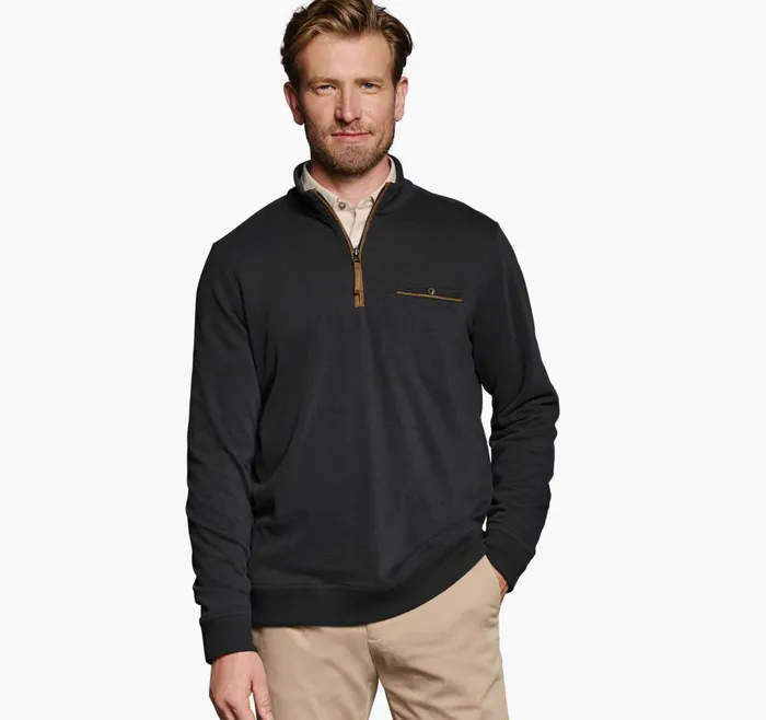 Men Knit QuarterZip Black JohnstonandMurphy Sweaters and Knits