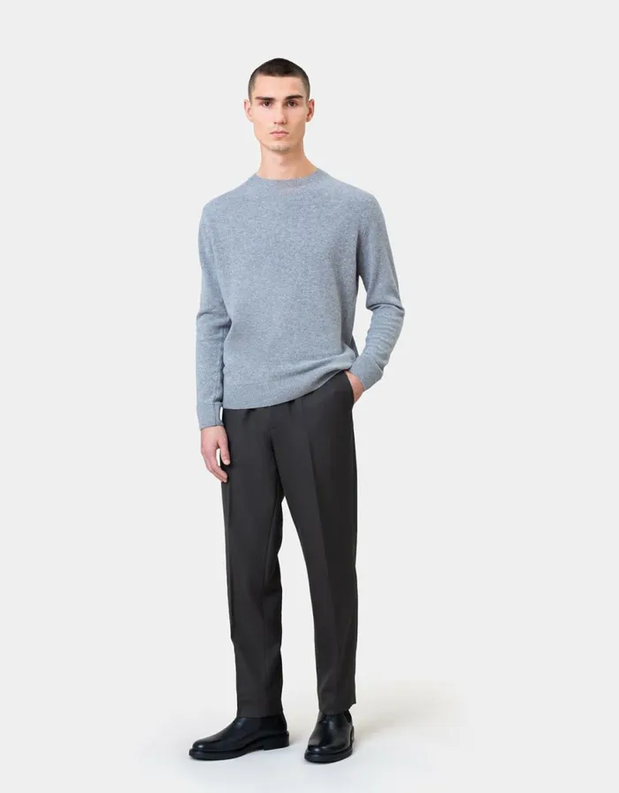 Men Knit Sweaters Colorful Standard Light Merino Wool Crew Ivory White