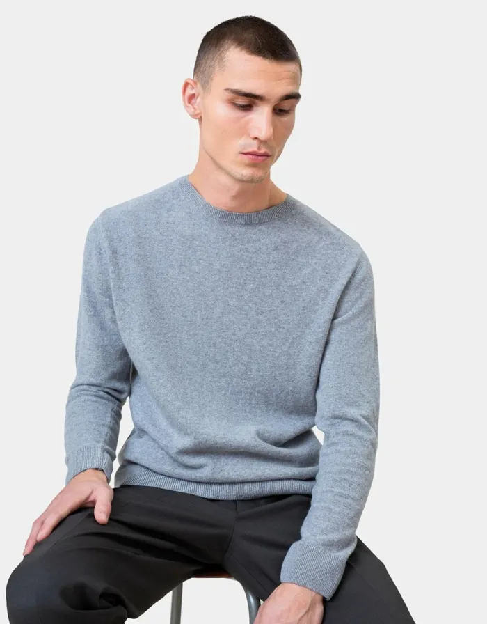 Men Knit Sweaters Colorful Standard Light Merino Wool Crew Ivory White