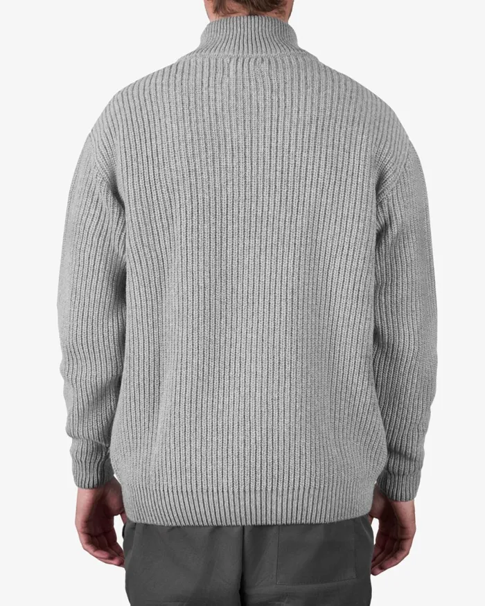 Men Knit Sweaters Colorful Standard Merino Quarter Zip Coffee Brown