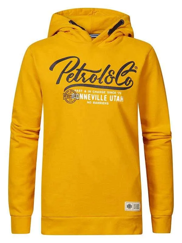 Men Knits and Sweats Petrol Industries Hoodie With Logo Artwork Fresh Mango