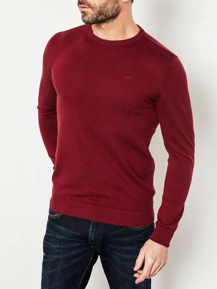 Men Knits and Sweats Petrol Industries Knitwear Round Neck Basic Collection Scar Red