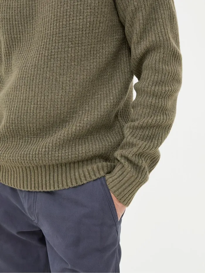 Men Knitwear Fat Face Calder Khaki Green Crew Neck Jumper