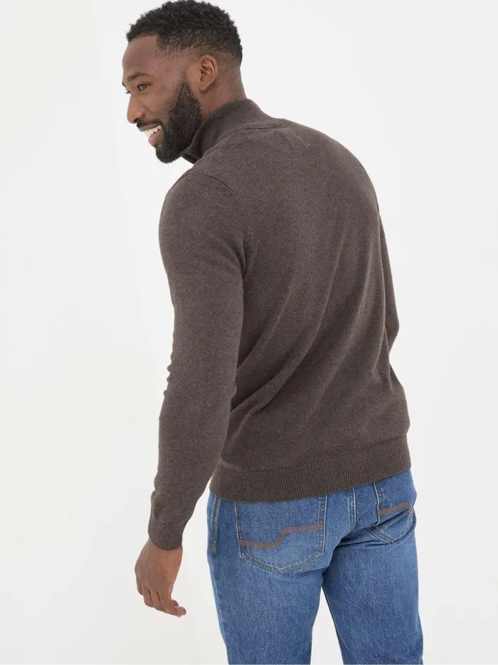 Men Knitwear Fat Face Rye Brown HalfNeck