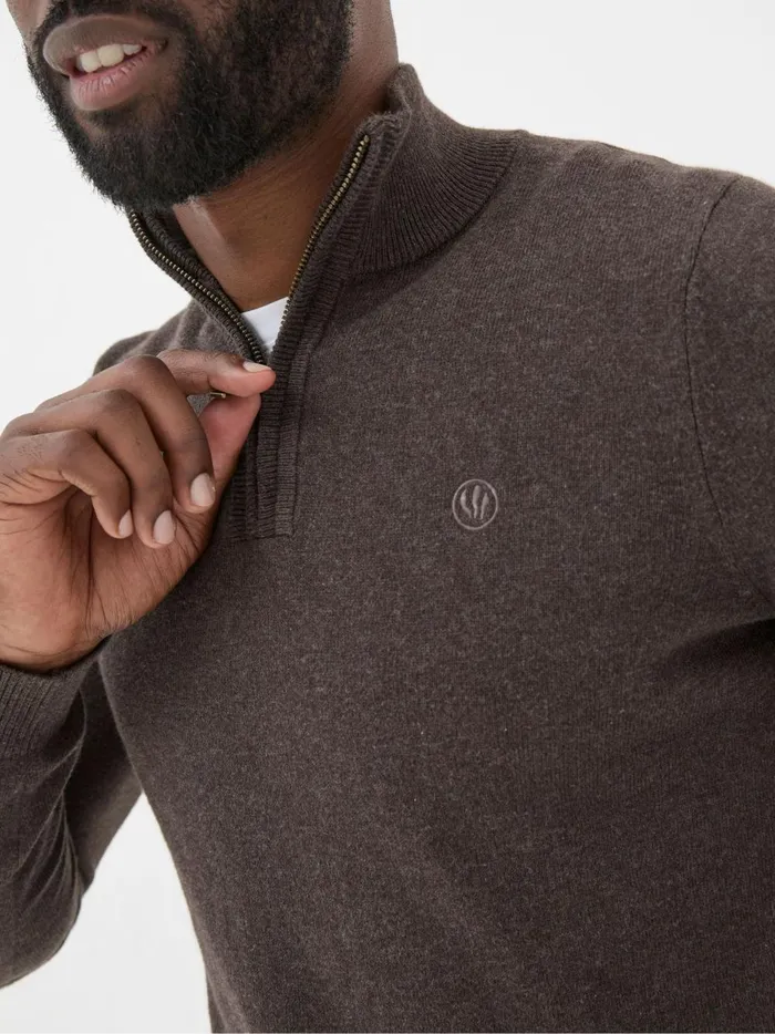 Men Knitwear Fat Face Rye Brown HalfNeck