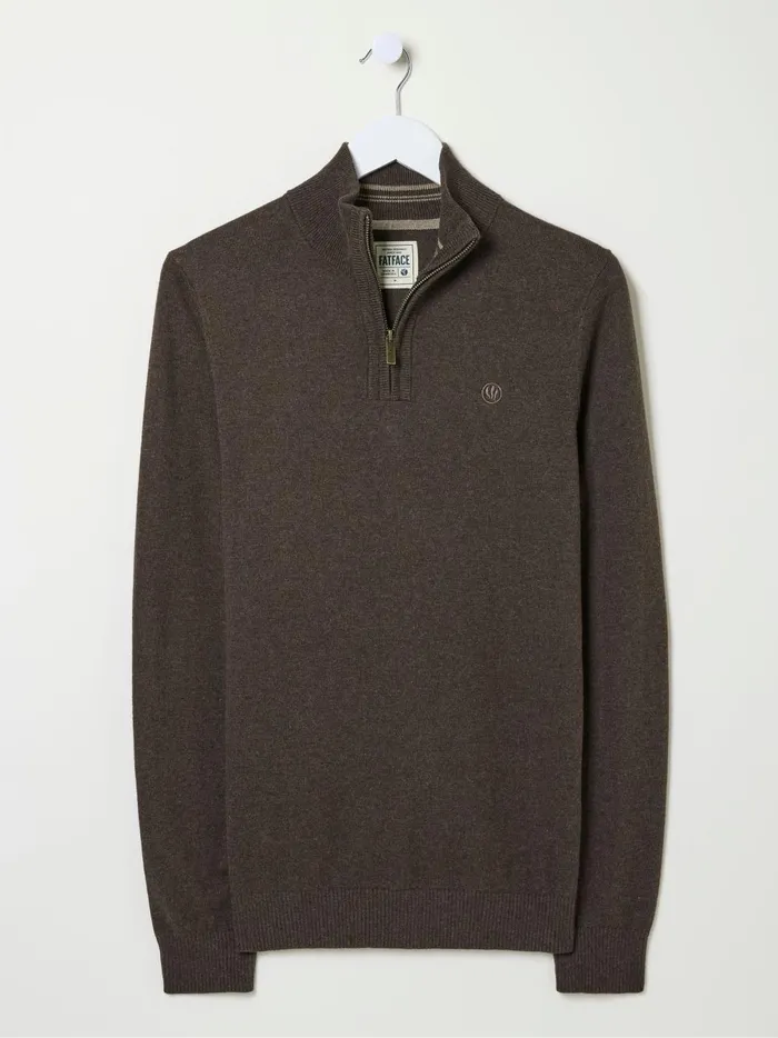 Men Knitwear Fat Face Rye Brown HalfNeck
