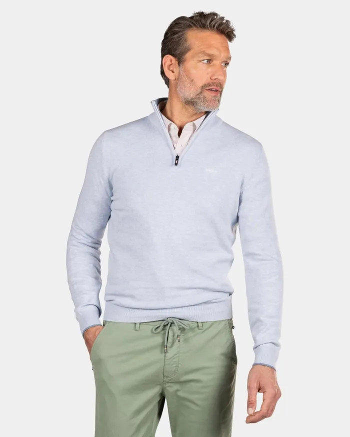 Men Knitwear NZA New Zealand Auckland Light Blue Half Zip Pullover 8211 Marble Blue Men Knitwear NZA New Zealand Auckland Light Blue Half Zip Pullover 8211 Marble Blue