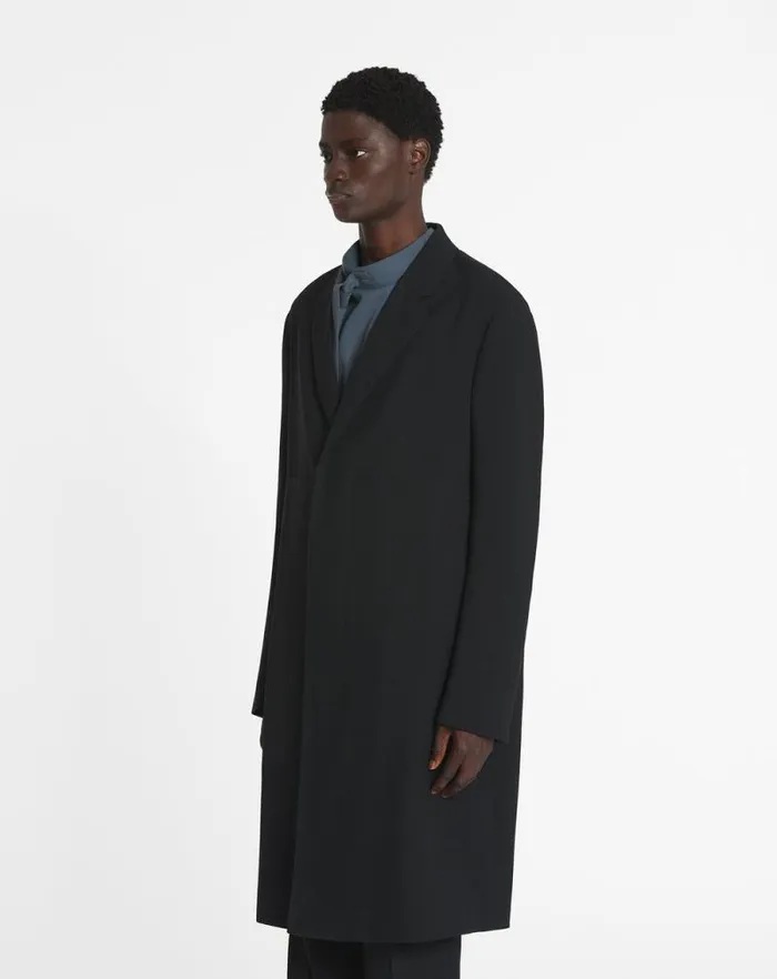 Men Lanvin Coats and Jackets Wool Coat Black Men Lanvin Coats and Jackets Wool Coat Black