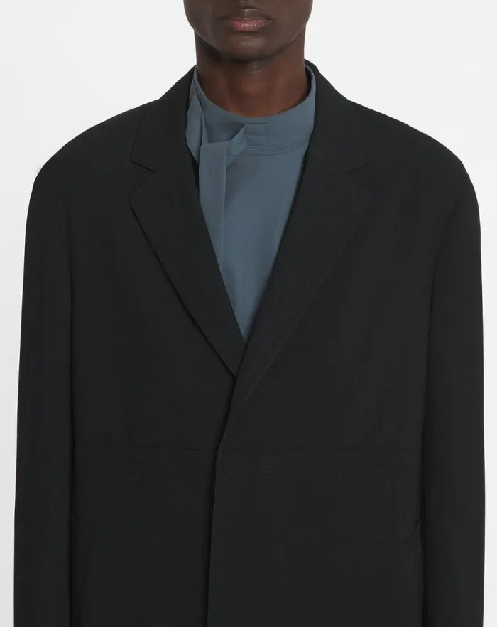 Men Lanvin Coats and Jackets Wool Coat Black Men Lanvin Coats and Jackets Wool Coat Black