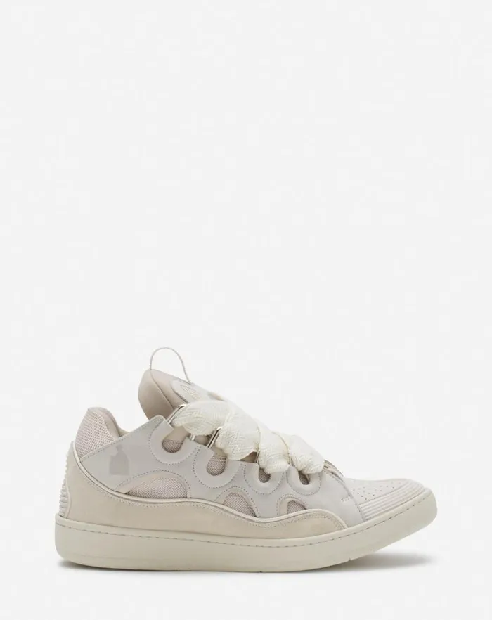 Men Lanvin Curb Leather Curb Sneakers Peach