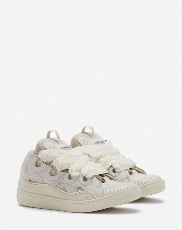 Men Lanvin Curb Leather Curb Sneakers Peach Men Lanvin Curb Leather Curb Sneakers Peach