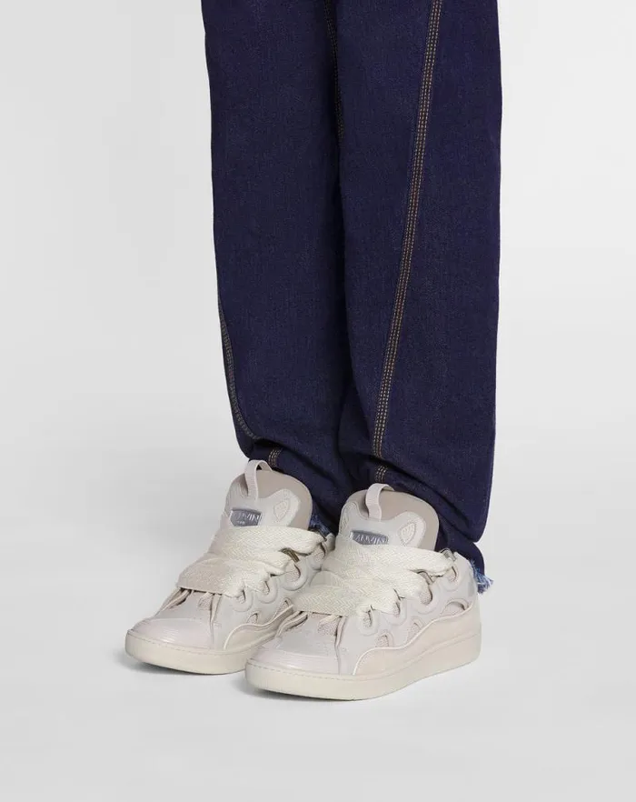 Men Lanvin Curb Leather Curb Sneakers Peach Men Lanvin Curb Leather Curb Sneakers Peach