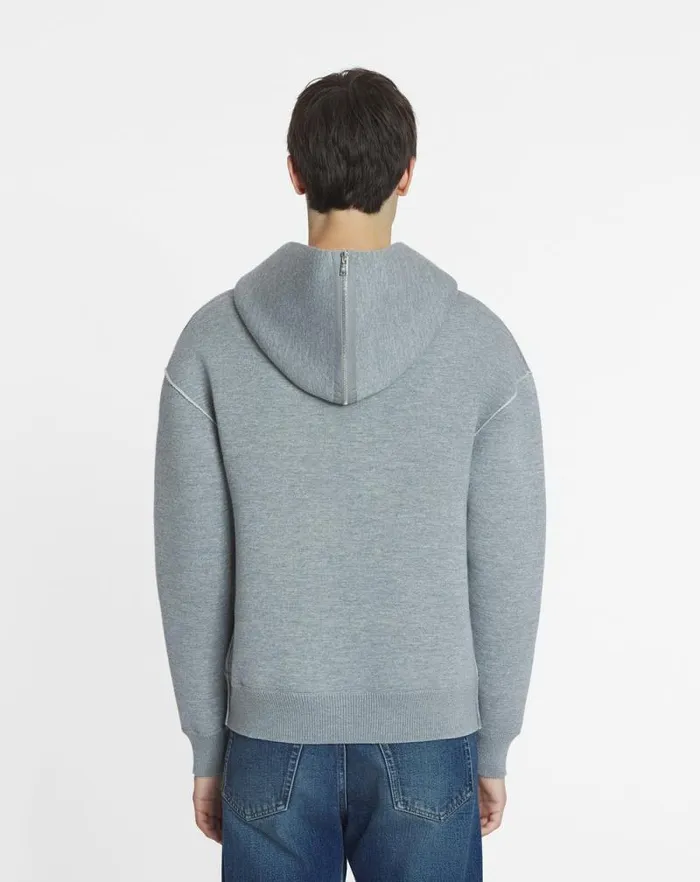 Men Lanvin Knitwear and Sweatshirts Baggy Wool Hoodie Steel Men Lanvin Knitwear and Sweatshirts Baggy Wool Hoodie Steel