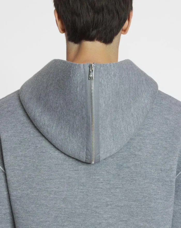 Men Lanvin Knitwear and Sweatshirts Baggy Wool Hoodie Steel Men Lanvin Knitwear and Sweatshirts Baggy Wool Hoodie Steel