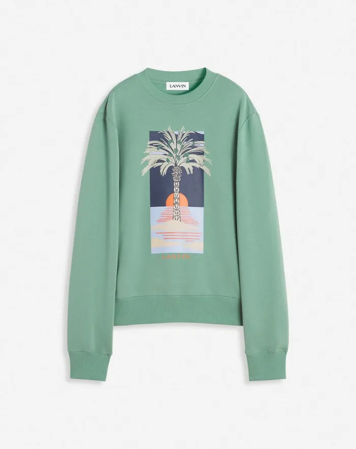 Men Lanvin Knitwear and Sweatshirts Printed Sweatshirt Vert De Gris