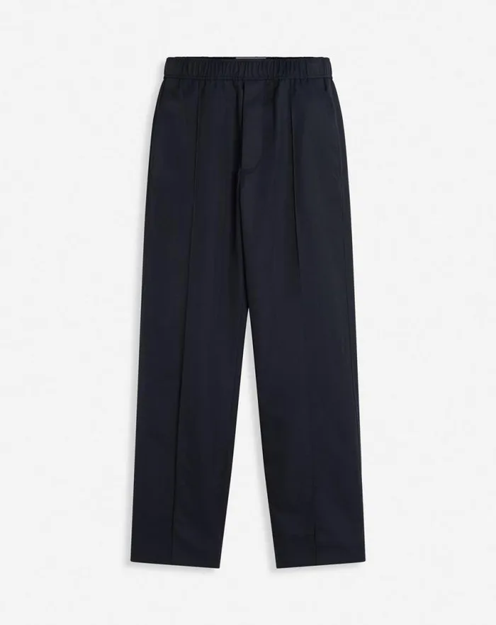 Men Lanvin Pants and Shorts Elastic Waistband Pants In Technical Cotton Navy Blue