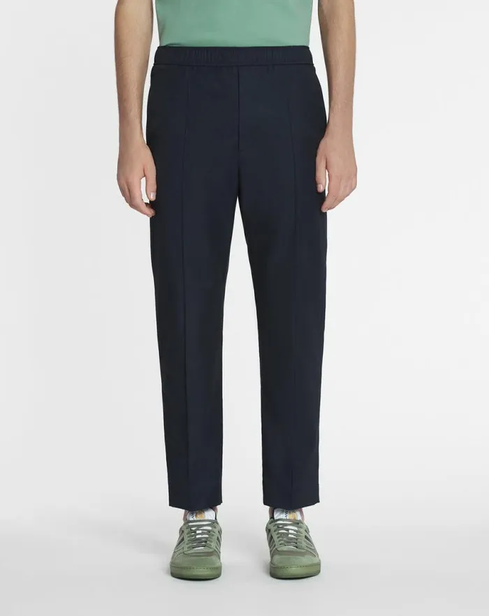 Men Lanvin Pants and Shorts Elastic Waistband Pants In Technical Cotton Navy Blue Men Lanvin Pants and Shorts Elastic Waistband Pants In Technical Cotton Navy Blue