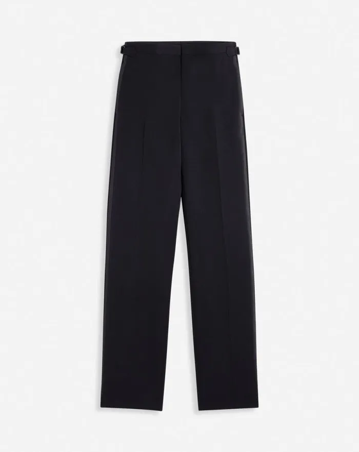 Men Lanvin Pants and Shorts Fitted Tailored Pants With Satin Bands Black