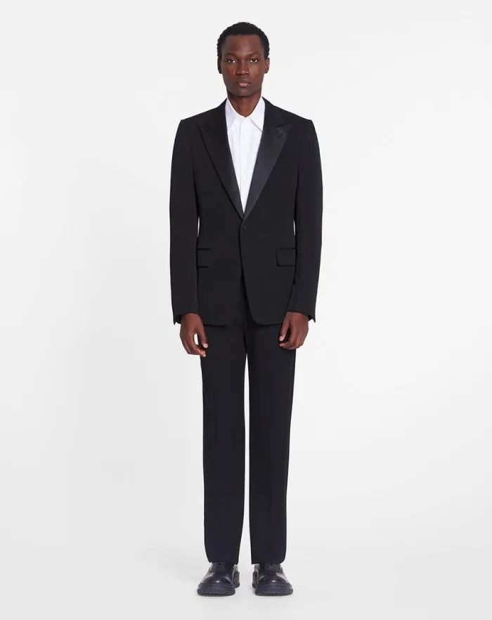 Men Lanvin Pants and Shorts Fitted Tailored Pants With Satin Bands Black Men Lanvin Pants and Shorts Fitted Tailored Pants With Satin Bands Black