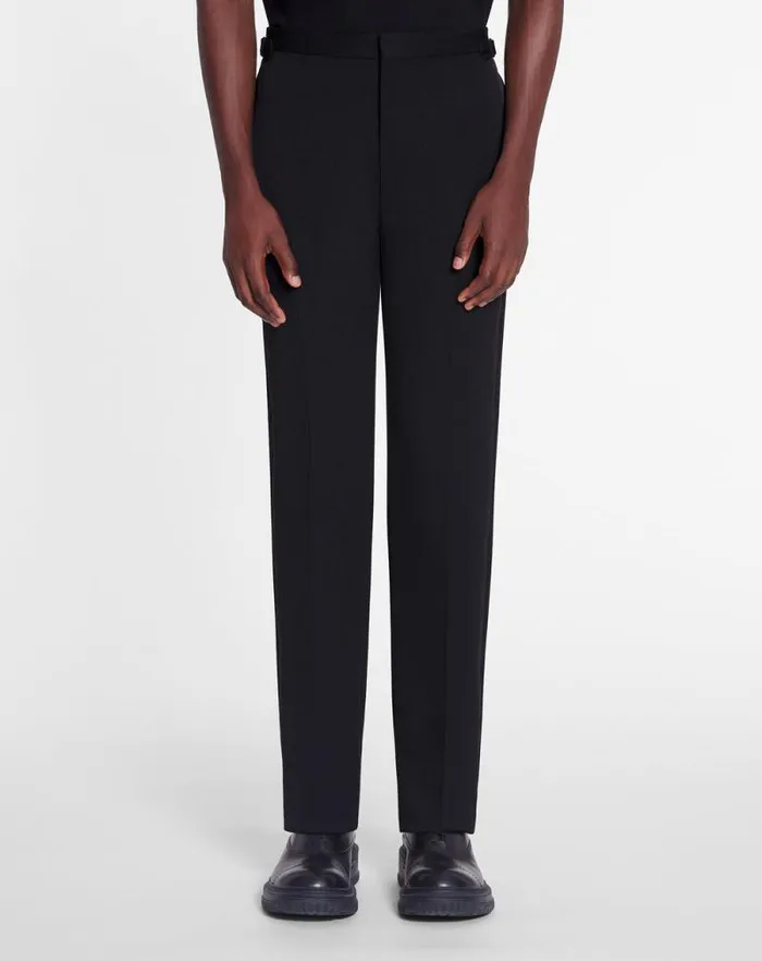 Men Lanvin Pants and Shorts Fitted Tailored Pants With Satin Bands Black Men Lanvin Pants and Shorts Fitted Tailored Pants With Satin Bands Black