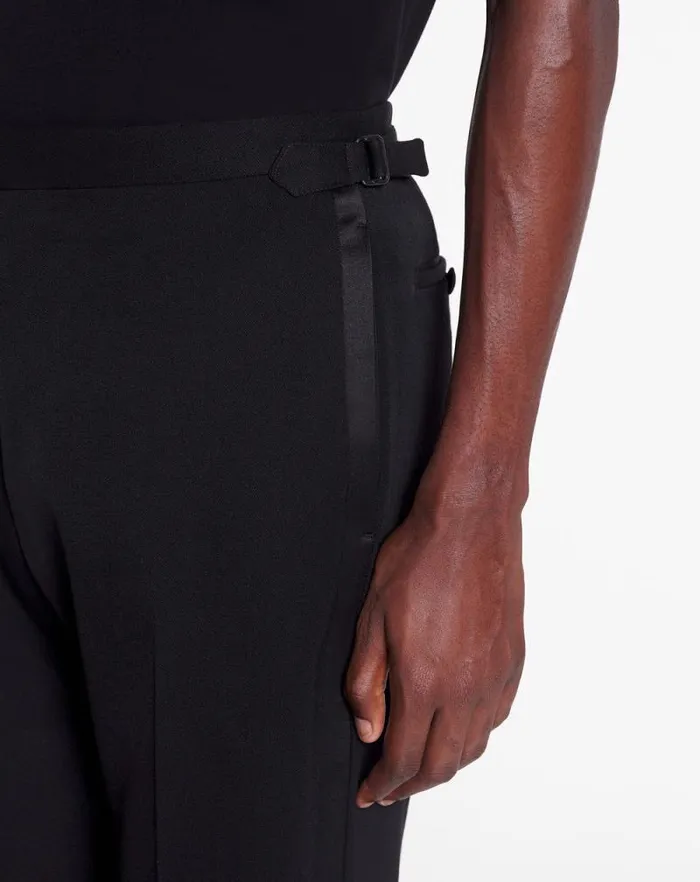 Men Lanvin Pants and Shorts Fitted Tailored Pants With Satin Bands Black Men Lanvin Pants and Shorts Fitted Tailored Pants With Satin Bands Black