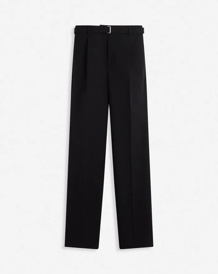 Men Lanvin Pants and Shorts Straight Fit Wool Pants Black