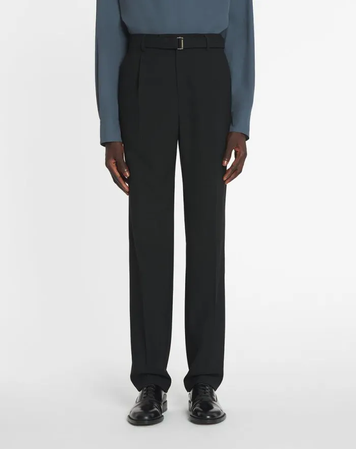Men Lanvin Pants and Shorts Straight Fit Wool Pants Black Men Lanvin Pants and Shorts Straight Fit Wool Pants Black