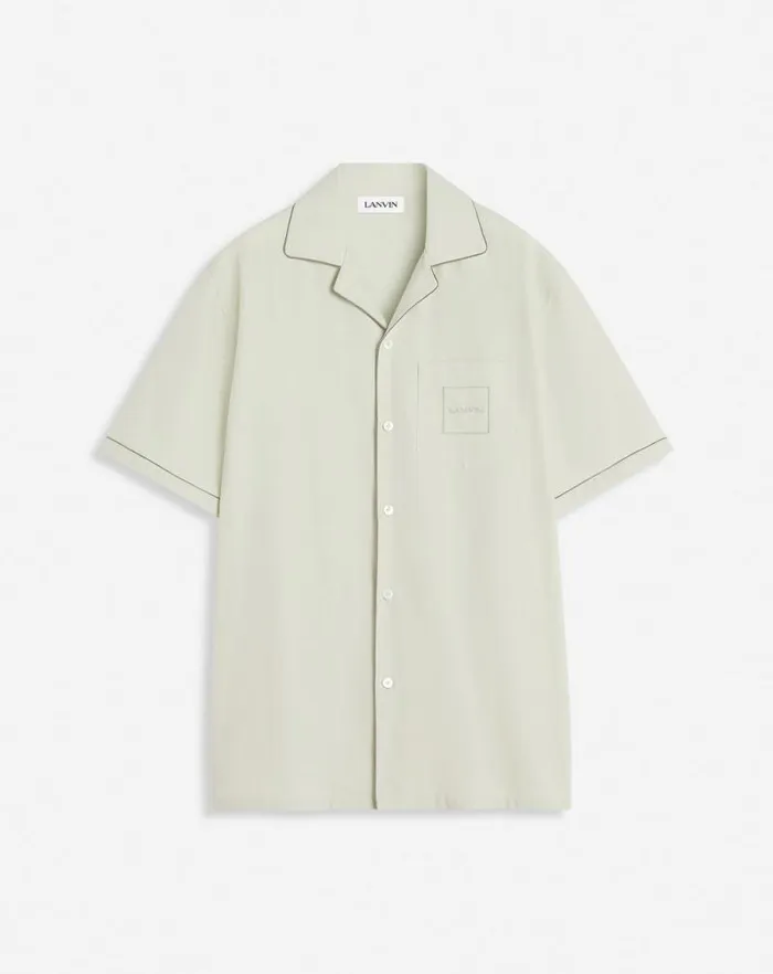 Men Lanvin Shirts Fluid Cotton Bowling Shirt Mastic