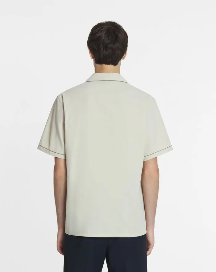 Men Lanvin Shirts Fluid Cotton Bowling Shirt Mastic Men Lanvin Shirts Fluid Cotton Bowling Shirt Mastic
