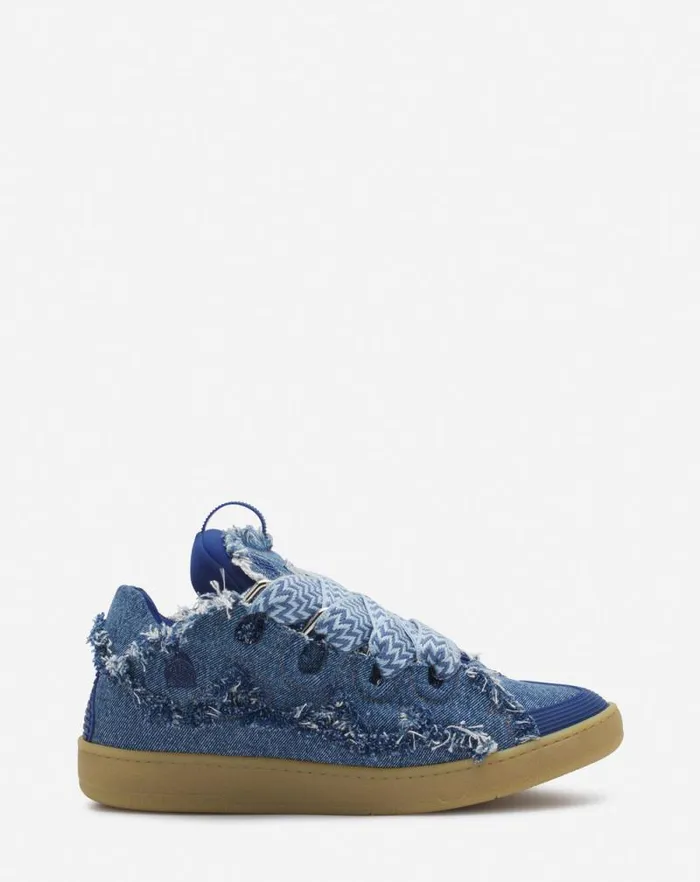 Men Lanvin Sneakers Curb Sneakers In Denim Denim Blue