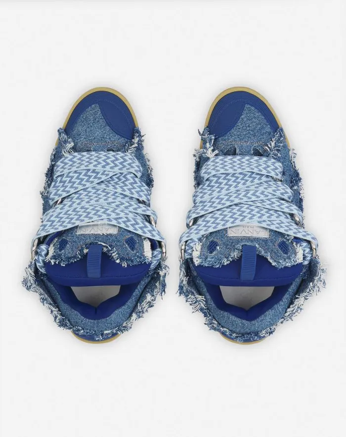 Men Lanvin Sneakers Curb Sneakers In Denim Denim Blue Men Lanvin Sneakers Curb Sneakers In Denim Denim Blue