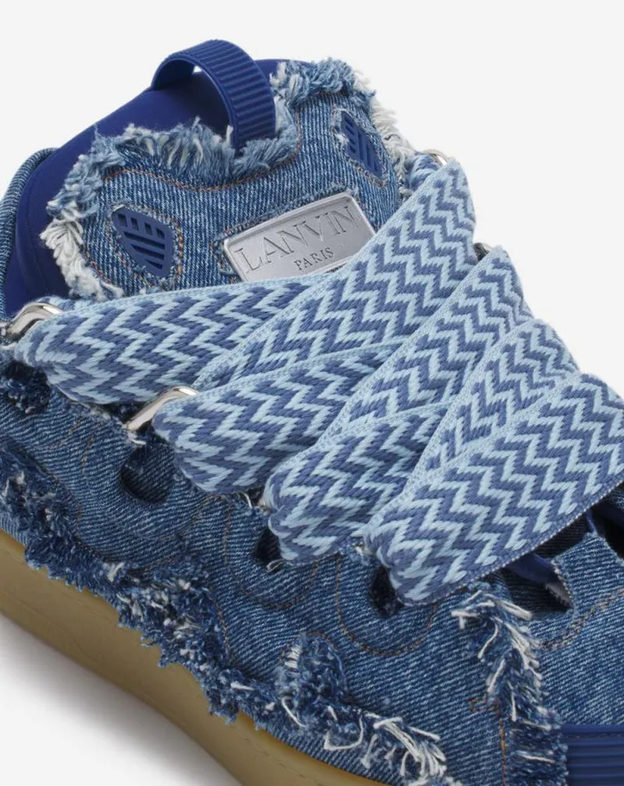 Men Lanvin Sneakers Curb Sneakers In Denim Denim Blue Men Lanvin Sneakers Curb Sneakers In Denim Denim Blue
