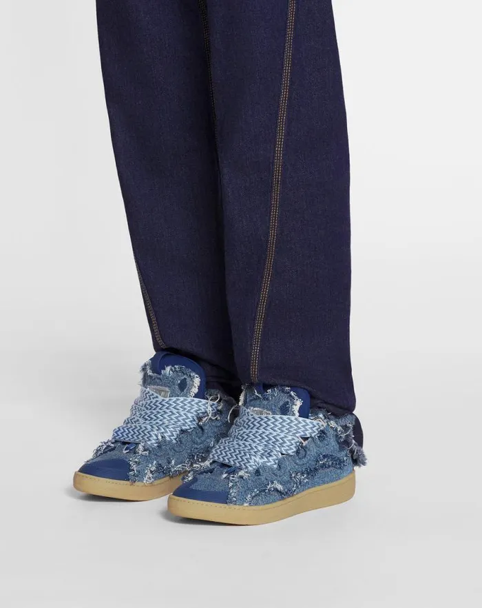 Men Lanvin Sneakers Curb Sneakers In Denim Denim Blue Men Lanvin Sneakers Curb Sneakers In Denim Denim Blue