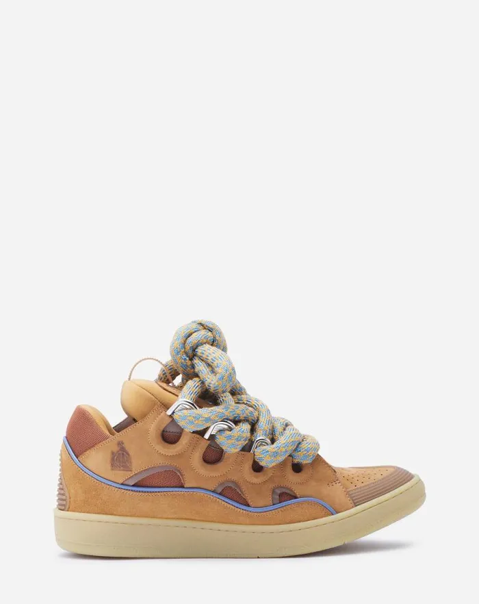 Men Lanvin Sneakers Curb Sneakers In Leather With Snake Laces Camel
