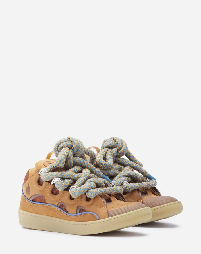 Men Lanvin Sneakers Curb Sneakers In Leather With Snake Laces Camel Men Lanvin Sneakers Curb Sneakers In Leather With Snake Laces Camel