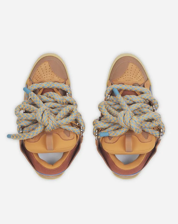 Men Lanvin Sneakers Curb Sneakers In Leather With Snake Laces Camel Men Lanvin Sneakers Curb Sneakers In Leather With Snake Laces Camel