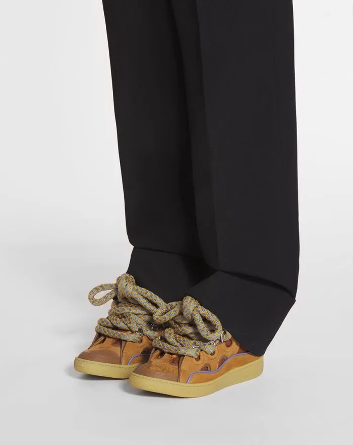 Men Lanvin Sneakers Curb Sneakers In Leather With Snake Laces Camel Men Lanvin Sneakers Curb Sneakers In Leather With Snake Laces Camel