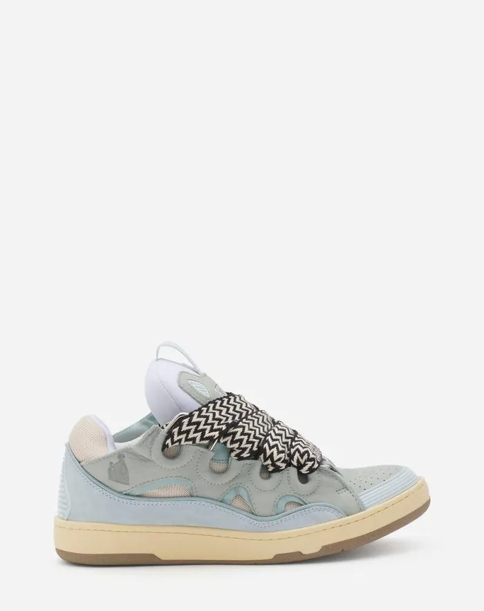 Men Lanvin Sneakers Leather Curb Sneakers Pale Blue
