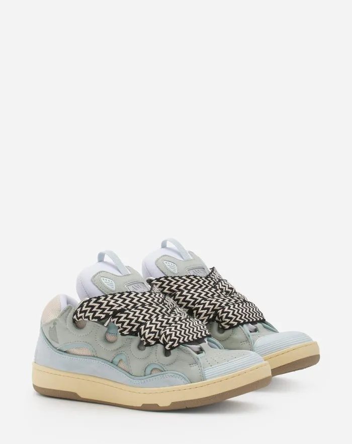 Men Lanvin Sneakers Leather Curb Sneakers Pale Blue Men Lanvin Sneakers Leather Curb Sneakers Pale Blue