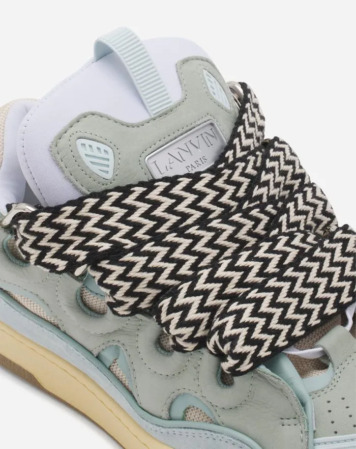 Men Lanvin Sneakers Leather Curb Sneakers Pale Blue Men Lanvin Sneakers Leather Curb Sneakers Pale Blue